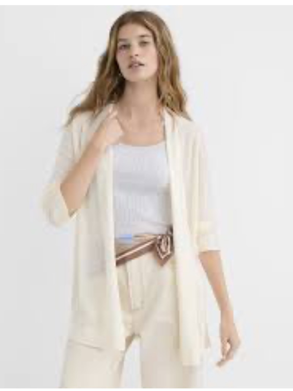 🆕 LOFT Cream Open-Front Lightweight Cardigan NWT